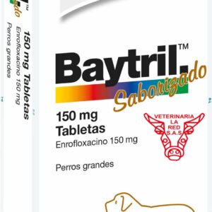 BAYTRIL Saborizado 150 mg agente antibacteriano bactericida de amplio espectro para perros grandes