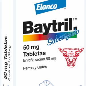 BAYTRIL Saborizado 50 mg agente antibacteriano bactericida de amplio espectro para perros y gatos