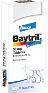 BAYTRIL Saborizado 50 mg agente antibacteriano bactericida de amplio espectro para perros y gatos